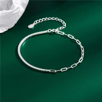 China Nickel Free Lead Free Spicy Link Chain 925 Sterling Silver Minimalist S925 Silver CZ Zircon Chain Bracelet Bracelets For Women for sale