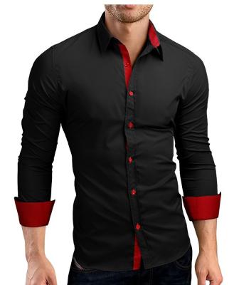 China 2021 Breathable Shirt Brand Dress Shirts Men Long Sleeve Slim Fit Black Long Sleeve Dress Shirts Men for sale