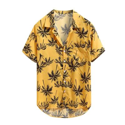 China Hot Sale Summer Breathable Casual Cotton Mens Coconut Tree Printing Custom Digital Hawaiian Shirts for sale