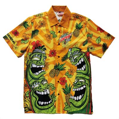 China Cheap Custom MOQ Print Breathable Short Sleeve Mens Cotton Casual Oversized Hawaiian Shirt for sale