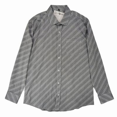 China Factory Customization Breathable Men's Casual Button Up Collar Long Sleeve Stripe Oversized Shirt for sale