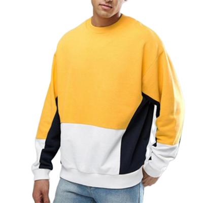 China Wholesale breathable oversized crewneck yellow and white sweatshirt custom color block mens printed hoodie for sale