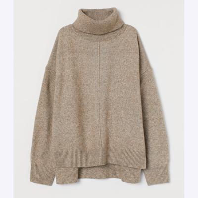 China Wholesale Custom Breathable Women's Winter Knitted Turtle Neck Dropped Solid Cashmere Sweater for sale