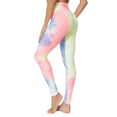 China Breathable New Design Jacquard Dye Tie Custom High Waisted Workout Anti Cellulite Active Wear Leggings For Women for sale