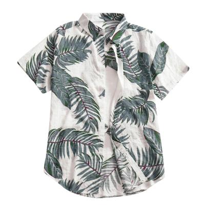 China Breathable Fashionable Branded Custom Printed Mens Short Sleeve Plus Size Casual Hawaiian Beach Shirts for sale