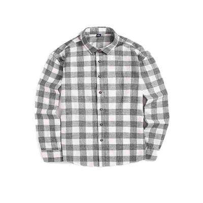 China Breathable Wholesale Fashion Mens Black Plaid Flannel Stretch Custom Dress Shirts for sale