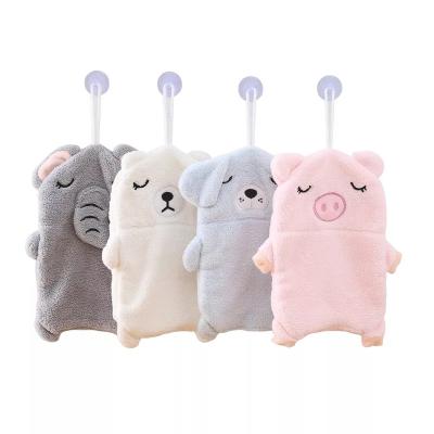 China QUICK-DRY Superb Craftsmanship Bear Puppy Hanging Dish Rags Absorbent Hand Towel Microfiber Hand Towel for sale