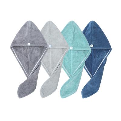 China QUICK-DRY Wholesale microfiber soft super absorbent plain color dry hair bath cap hair towel cap for sale