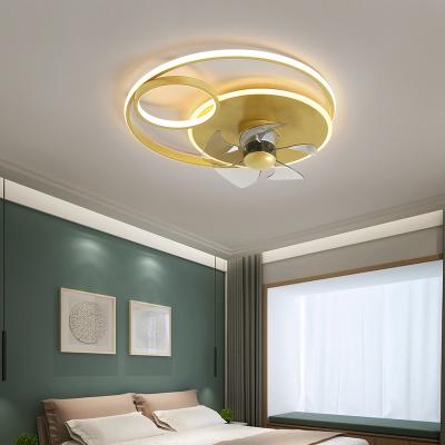 China Modern Light Luxury Creative Household Wind Ceiling Fan Ceiling Lamp Living Room Dining Room Fan Remote Control Embedded Lamp for sale