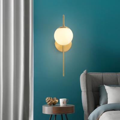 China Modern Decorate Bedroom Living Room Dining Room Modern Certified Copper Rounded Glass Wall Lamp for sale