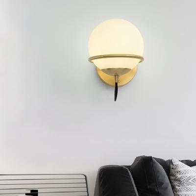 China Google s LED Modern Bedroom Living Room Dining Room Certified Copper Rounded Glass Wall Lamp for sale