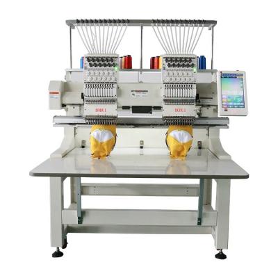 China Advertising company 2 needles industry head embroidery machine price 12/15 head double heads embroidery machine 320x360mm with free software for sale