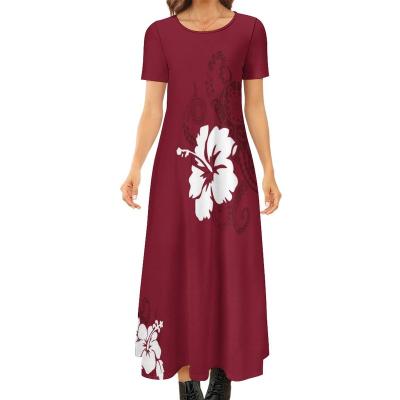 China Genuine Puletasi Samoan Polynesian Dress Women Island Brown Size 8XL Casual Dress Wholesale Anti-Static Maxi Dresses for sale