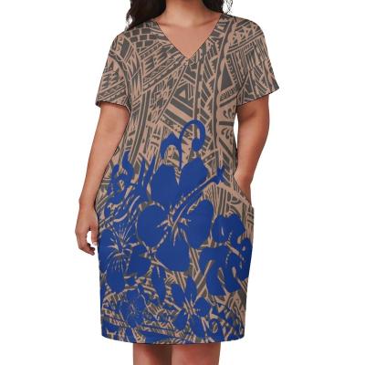 China Puletasi Anti-Static Polynesian Tribal Design Elegant Casual Women Dresses Custom Made Plus Size Ladies Clothing Island Dress for sale