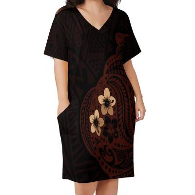 China Custom Polynesian Tribal Women's Clothing Factory Elegant Casual Outfits Anti-Static Design Plus Size Loose Dress for sale