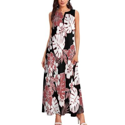 China 2022 New Spring Summer Fashion Sleeveless Dress Anti-static Polynesian Hawaiian Flowers Print Elegant Women Casual Dresses for sale