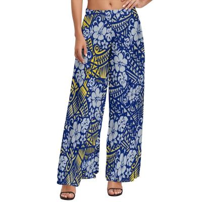 China Anti-Wrinkle Drop Shipping Plus Size Womens Pants Design Ladies Casual Polynesian Samoan Tribal Wide Leg Pants Custom Print for sale