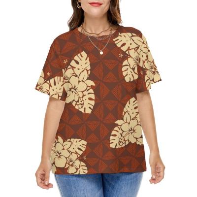 China Wholesale Polynesian Tribal Anti-Wrinkle Design T-shirt Women Plus Size Short Sleeve Tops Custom Print Samoan T-Shirts for sale