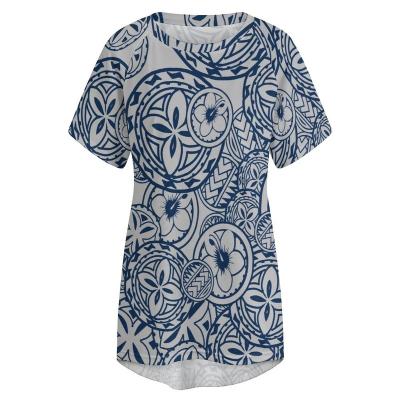 China Anti-wrinkle boutique clothing American women's oversized tee custom printing design empty tribal ladies Polynesian T-shirt gray T-shirt for sale