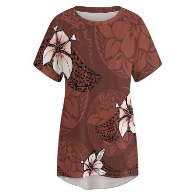 China Custom Women's Long Sleeve T-Shirts Clothing Low Price Anti-Wrinkle Print Polynesian Hawaiian Casual Tops Ladies Short Sleeve T-Shirt for sale