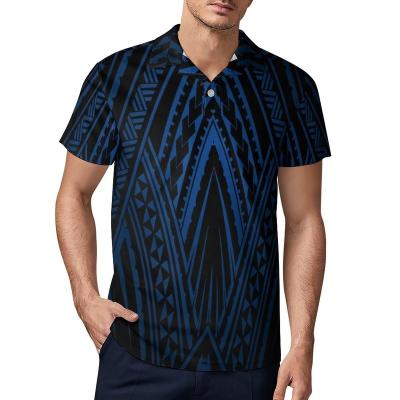 China Custom Polynesian Tribal Design Printing Anti-Wrinkle Polo Shirts Mens Polo Neck Sport T-shirt Large Size Royal Blue Polo Shirt for sale