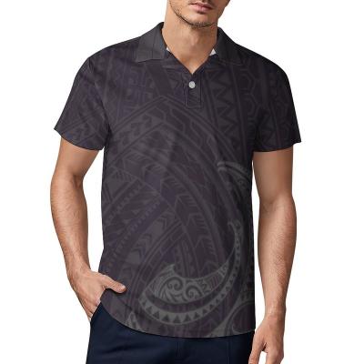 China Hot Sale Anti-Wrinkle Men's Short Sleeve Polo Shirt Plus Size Mens Polo Neck T-shirt Custom Printing Polynesian Hawaii Island Design Polo Shirts for sale