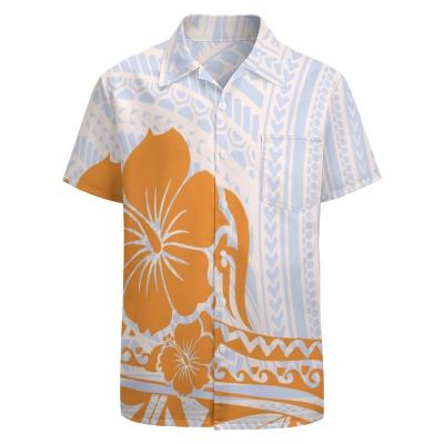 China Anti-pilling Custom Design Hot Selling Mens Hawaiian Hibiscus Shirt Mens Polynesian Tribal Print Shirts Custom Shirt Printing 1 MOQ for sale