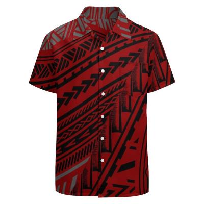 China Anti-pilling Wholesale Custom Shirt Printing Plus Size Men Formal Shirts Polynesian Samoan Tribal Shirt Design for sale