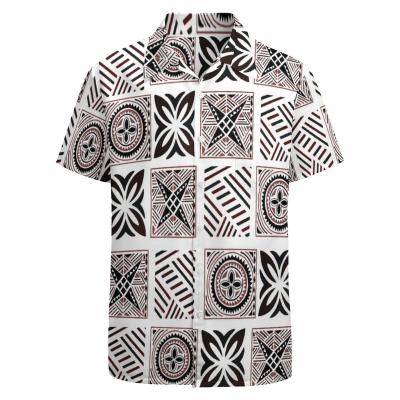 China High Quality Polynesian Hawaiian Shirt Men Summer Anti-pilling Casual Tops Custom Made Plus Size Mens Tribal Formal Shirts for sale