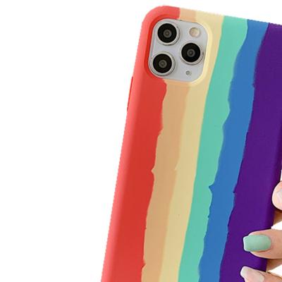 China Iquid Silicone Rainbow Shockproof Protective Shockproof Phone Case For iPhone 12 11 13 pro Max Case Cover For iphone 13 for sale