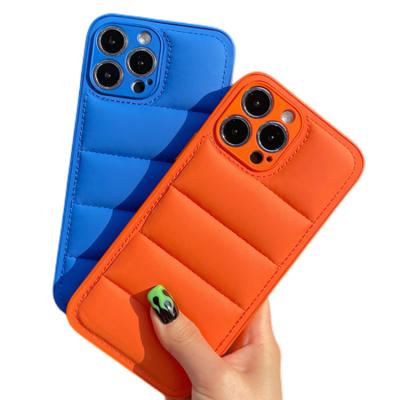 China Low Price Stripper 3D Shockproof Case Down Jacket Phone Case TPU 6 Soft Colors Phone Back Cover For iPhone 13 pro 14 max for sale