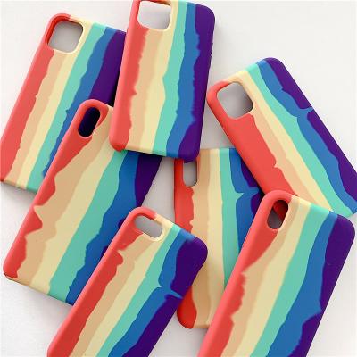 China 2022 New Shockproof Covers For Iphone Stylish Silicone Rainbow Phone Case Rainbow Silicone Phone Case For Iphone 11 12 13 for sale