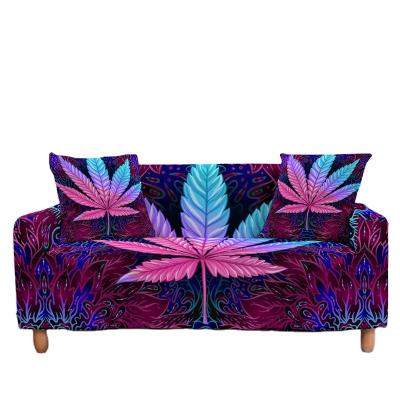 China 1-4 Setaer Amazone Wholesale Hot 3D Maple Leaf Printing Fabric Sofa Cushion Elastic Sofa Cover Full Set for sale