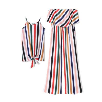 China New Summer Lovely Color Hot Selling Striped Children's Breathable Mommy And Me Dress Clothing Matching Dress for sale