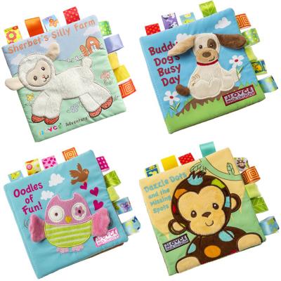 China Hot Sale Cartoon Animals Square Cloth Baby Early Educational Cloth Book With Pop for sale