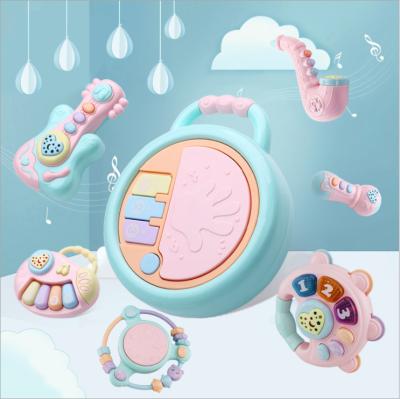 China New Multifunctional Hand Drum Baby Safety Music Projection Baby Rattle Toys Baby Education Toys for sale