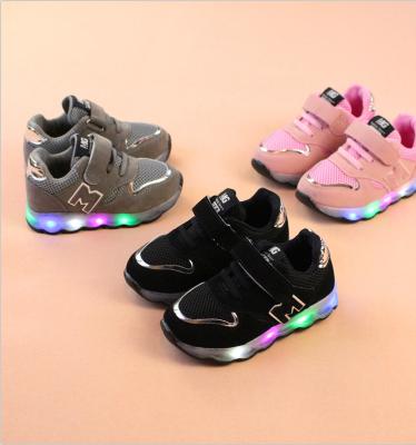 China Spring Casual Autumn PU LED Light Leather Children Anti-slippery Shoes Children Unisex Shoes Wholesale for sale