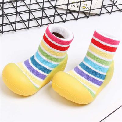 China Autumn Jacquard Weave Baby Toddler Flat Non-Slip Bottom Floor Bumps Shoes for sale