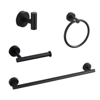 China Ring Fashion Design Hotel Accessories Stainless Steel Towel Rack Coat Hook Hardware Black Cloth Towel Rack Bathroom Set for sale