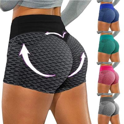 China Antibacterial Antibacterial Women's High Waisted Yoga Pants Sports Tiktok Cuffs Shorts Gym Ruched Butt Lifting Running Hot Shorts With Side Pockets for sale