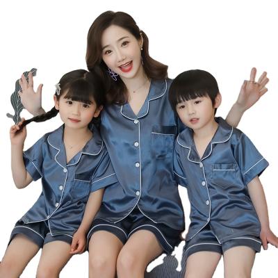 China 2020 hot sale QUICK DRY satin women's solid color children's shorts pajamas dirty simple family pajamas summer for sale