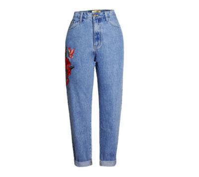 China Different types of Japan's latest stylish ladies QUICK DRY style floral embroidered jeans for sale