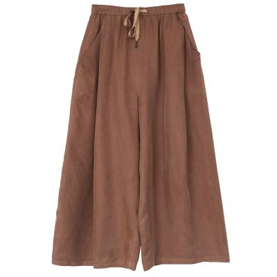 China 2022 Cuprothine Sustainable Silk Wide Leg Pants New Women Summer Tie Waist Elastic Flowing Pants Cool Feeling Casual Women Loose for sale