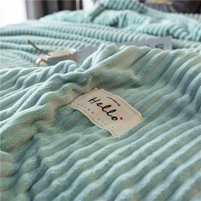 China Simple Super Soft Cozy Magical Milk Velvet Striped Baby Blanket for sale