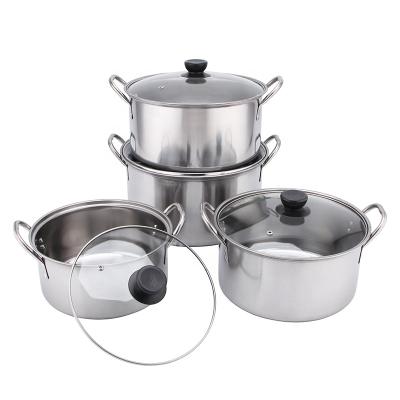 China Sustainable 8PCS Stainless Steel Kitchenware With Glass Lid Shallow Stock Pot Set for sale