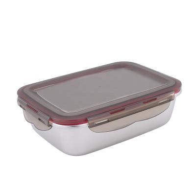 China Stainless Steel Rectangle Food Container Bento Lunch Box Viable Fresh Keeping Updraft Stackable With Airtight Lids for sale