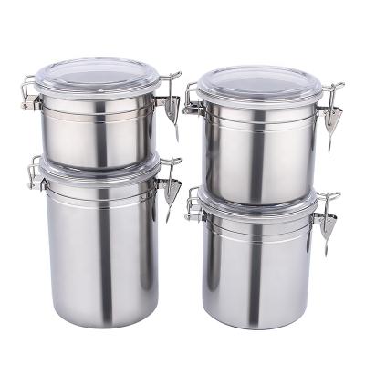 China 4PCS Stainless Steel Storage Container Tea Sugar Coffee Flour Kitchen Sustainable Home Canister Set for sale