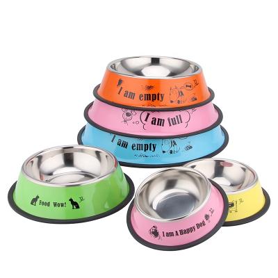 China Sustainable Cute Stainless Steel Pet Food Bowls Cartoon Metal Feeder Bowl For Cats And Dogs for sale