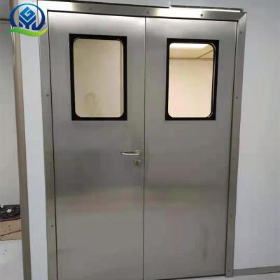 China Sound Insulation SUS 304 Full Lab Double Swing Door Completed Door With Wall Frame Customization for sale