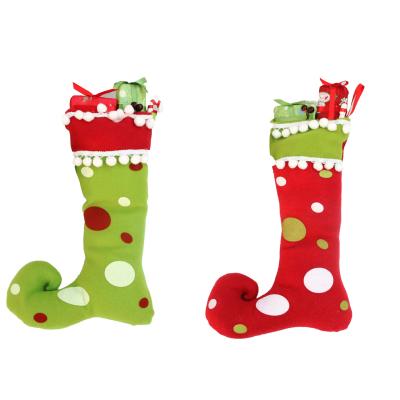 China Xmas Christmas Decorations Christmas Gift Boots Bag Cloth Art Boots Hanging Christmas Printed Stocking for sale